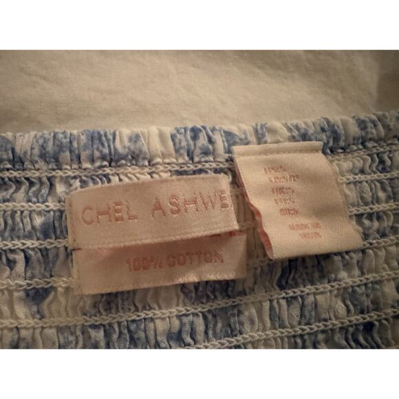 Rachel Ashwell Blue Toile Eyelet Cotton Nightgown Small Sleeveless Ruffle Trim - Picture 5 of 8